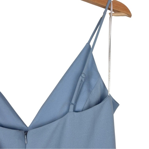 WAYF INES BLUE V-NECK TULIP COCKTAIL SHEATH DRESS - Picture 11 of 13